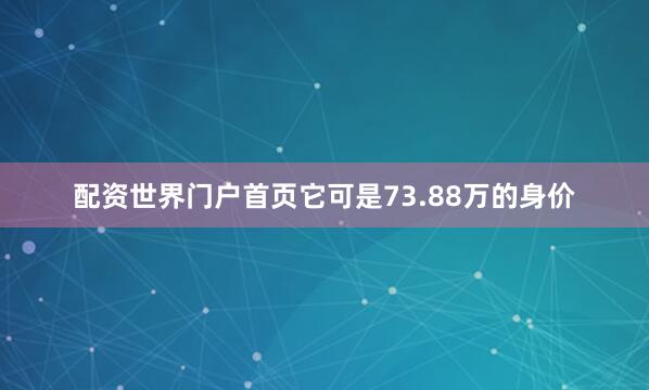 配资世界门户首页它可是73.88万的身价